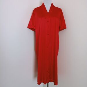 Vtg JC PENNEY Red Night Gown Robe Nylon Short Sleeve Misses Sz Small